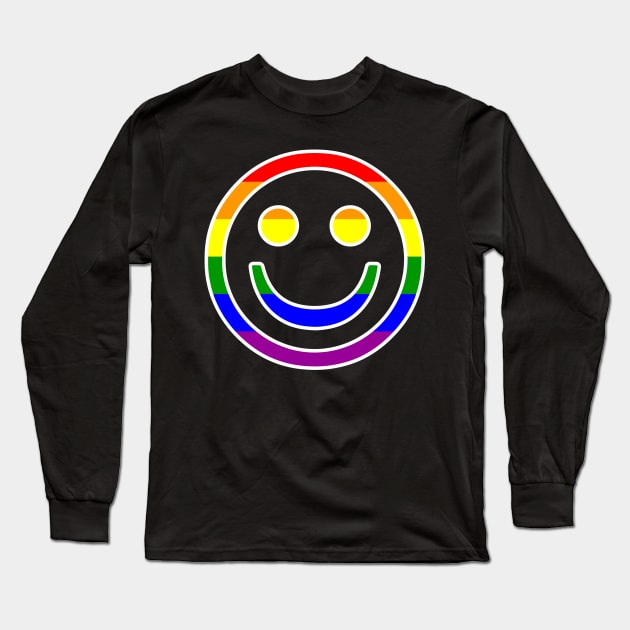 Pride Smiling Face LGBTQ Design Long Sleeve T-Shirt by OTM Sports & Graphics